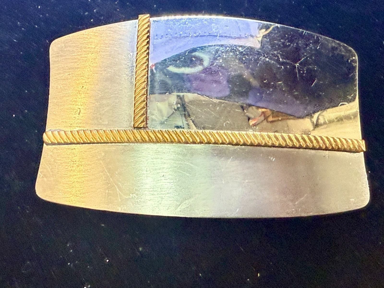 Vintage Gold Rope Design Reflective Nickel Silver Belt Buckle