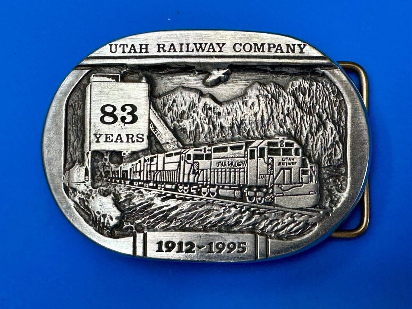 Utah Railway Co Vtg Train Railroad 83 Years - Gary Prazen Sculpture Belt Buckle