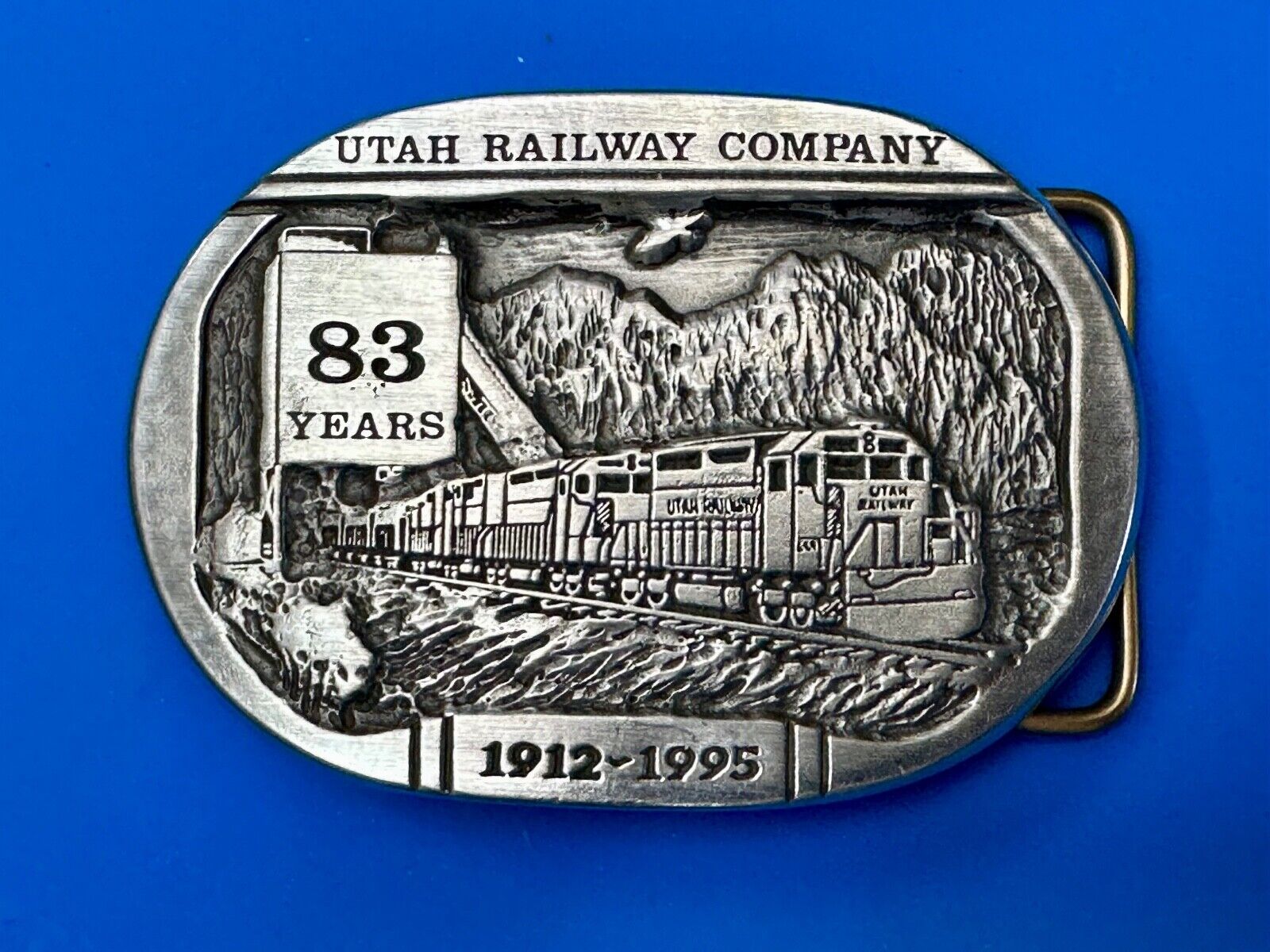 Utah Railway Co Vtg Train Railroad 83 Years - Gary Prazen Sculpture Belt Buckle
