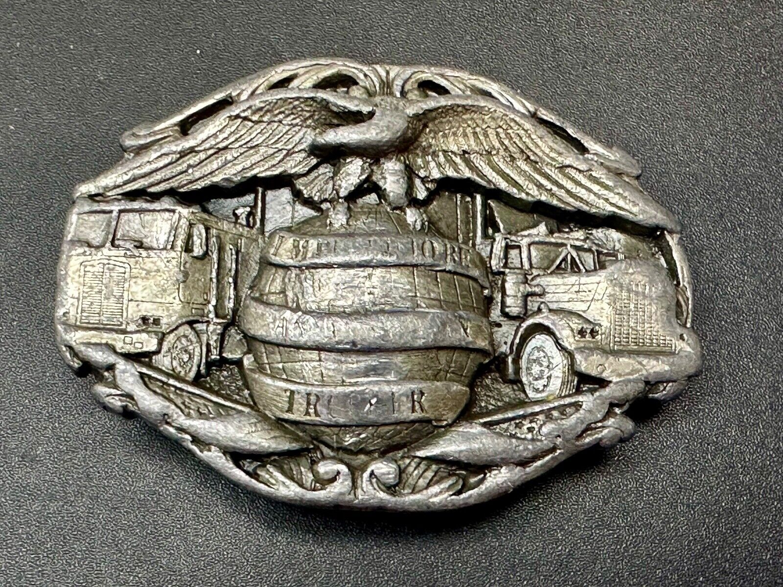 Truckers Semi Drivers Vital Role in the USA Economy 1986 Bergamot Belt Buckle