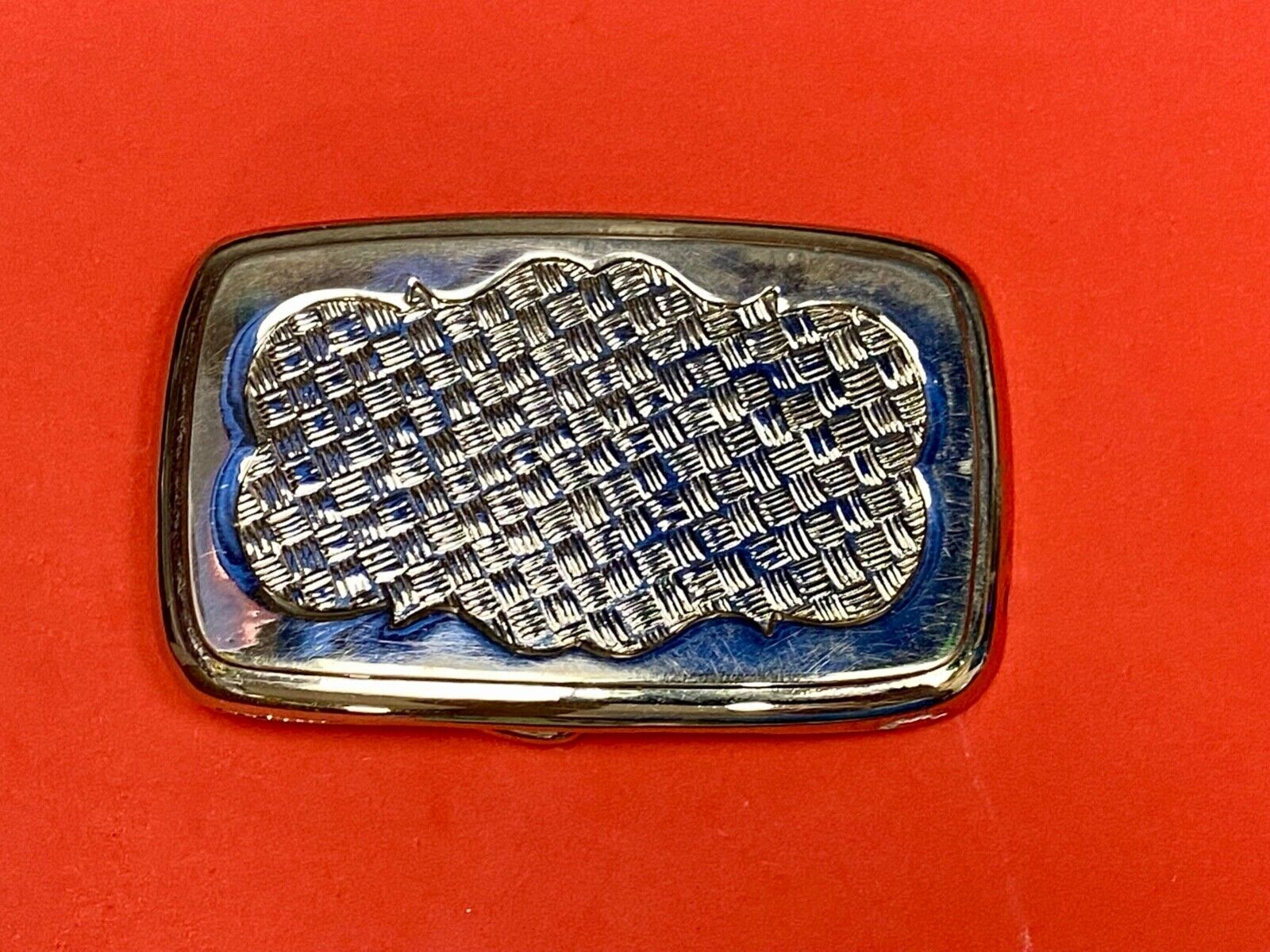 Unique Nickel Silver Rounded Corner Weave Pattern Westerner Belt Buckle