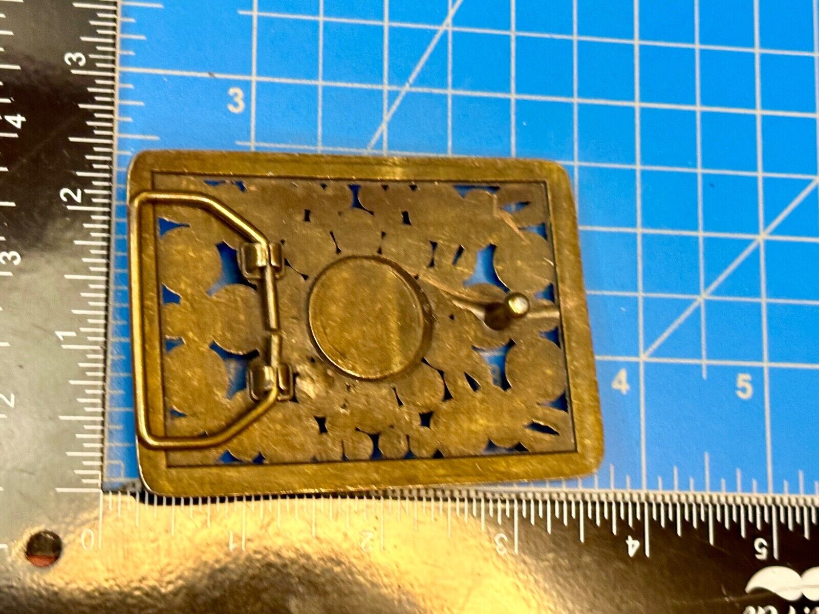 Antique Brass Style Hippie Vintage Belt Buckle With Tigers Eye In Center