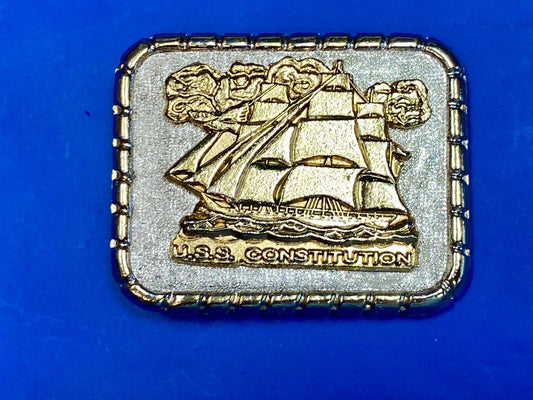 Uss Constitution Masted Ship Sailing Vintage Belt Buckle.