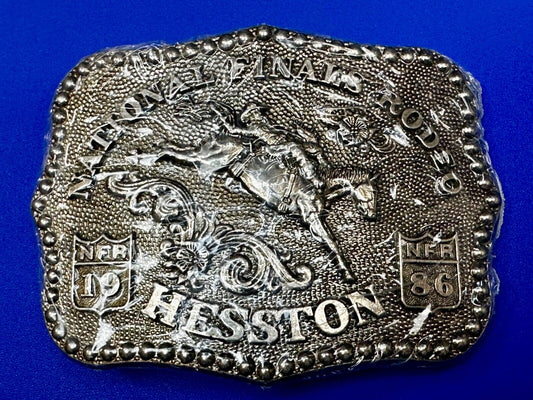 1986 ADULT SIZE NATIONAL FINALS RODEO HESSTION NFR NOS Cowboys Belt Buckle