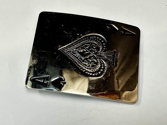 Ace of Spades Playing Cards LARGE  Silver Tone Belt Buckle CI Records & Skates