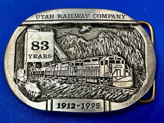 Utah Railway 83 Years 1995 RailRoad Train Car Belt Buckle by Gary Frazen