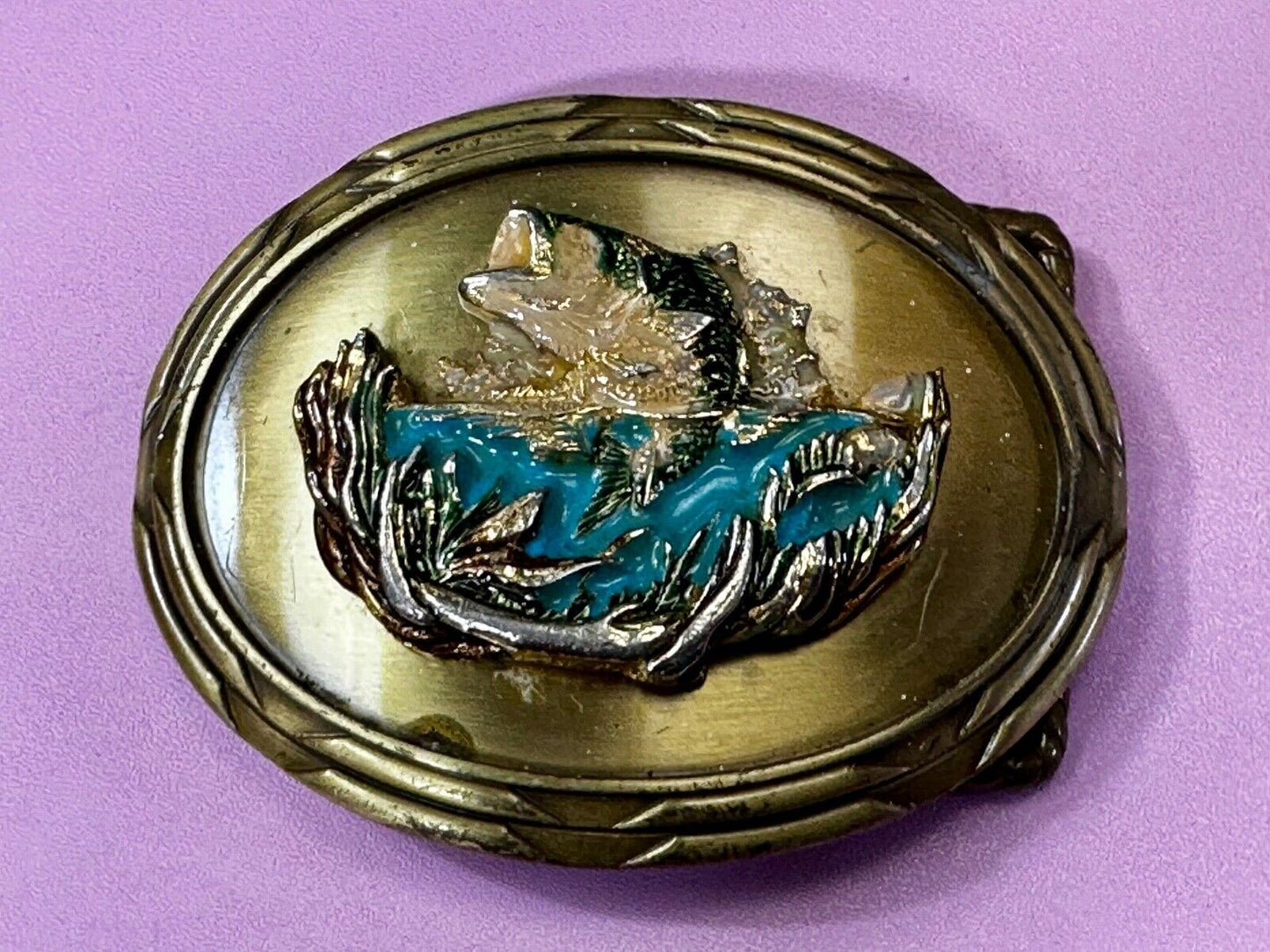 Trout Fish Sport Fishing Fisherman 1978 Colorful Belt Buckle by Rain Tree