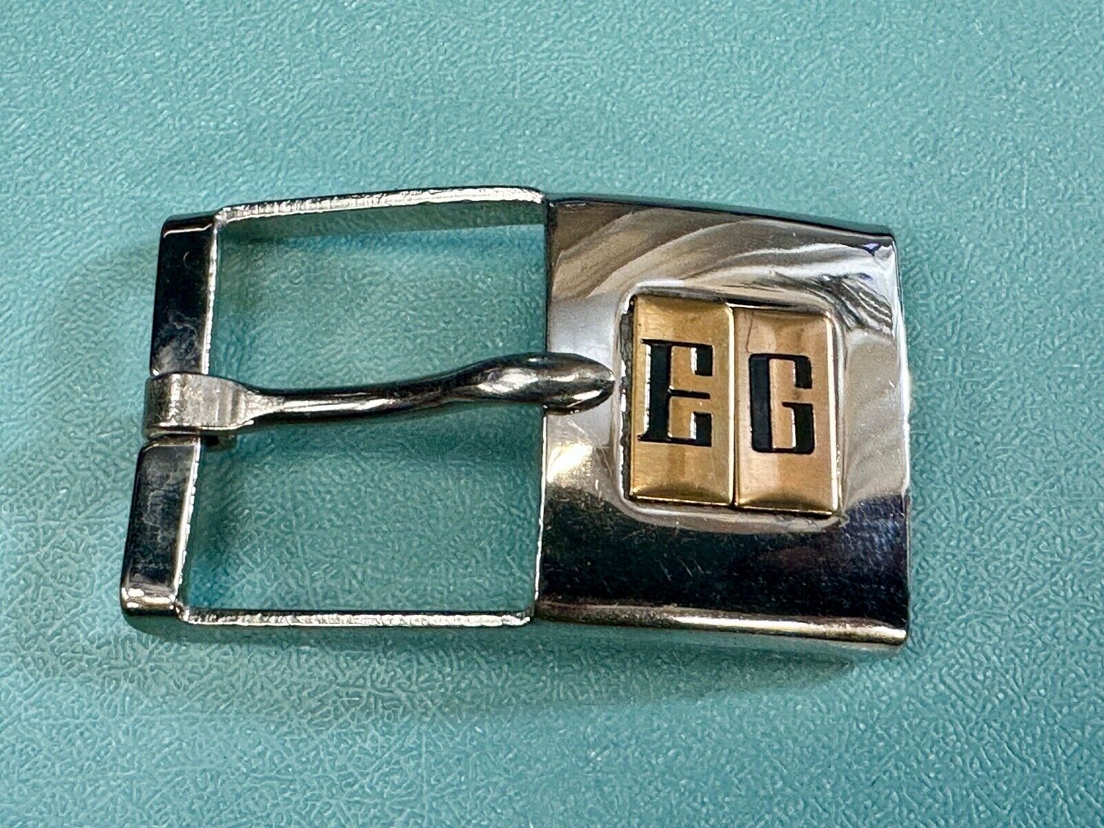 Vintage Letter monogram Initial EG - small two tone belt buckle