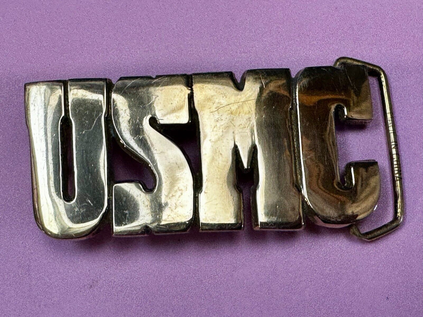 USMC United States Marines Patriotic Block Letter Baron Brass Belt Buckle