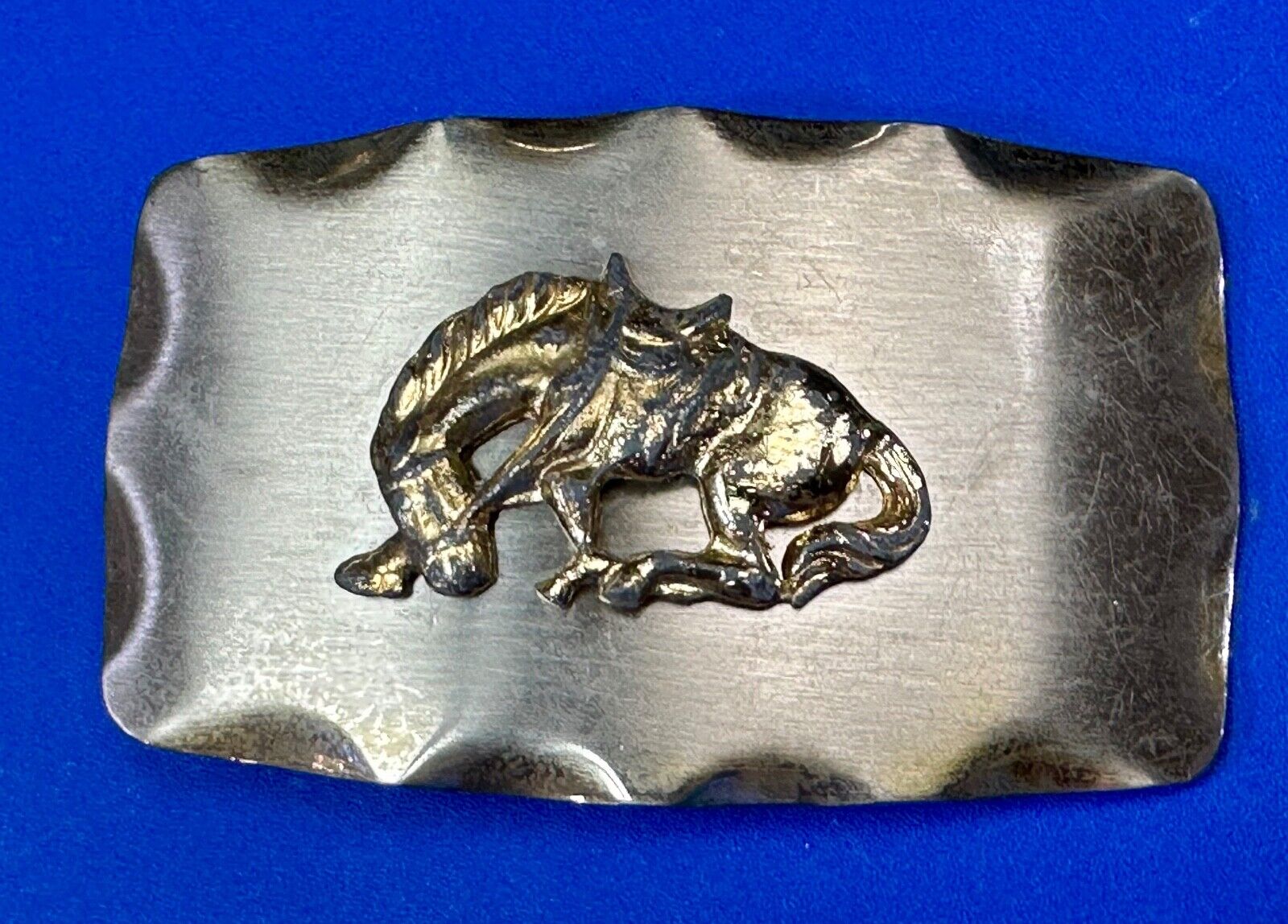 vintage Horse Saddle Bronc Bronco two tone western belt buckle