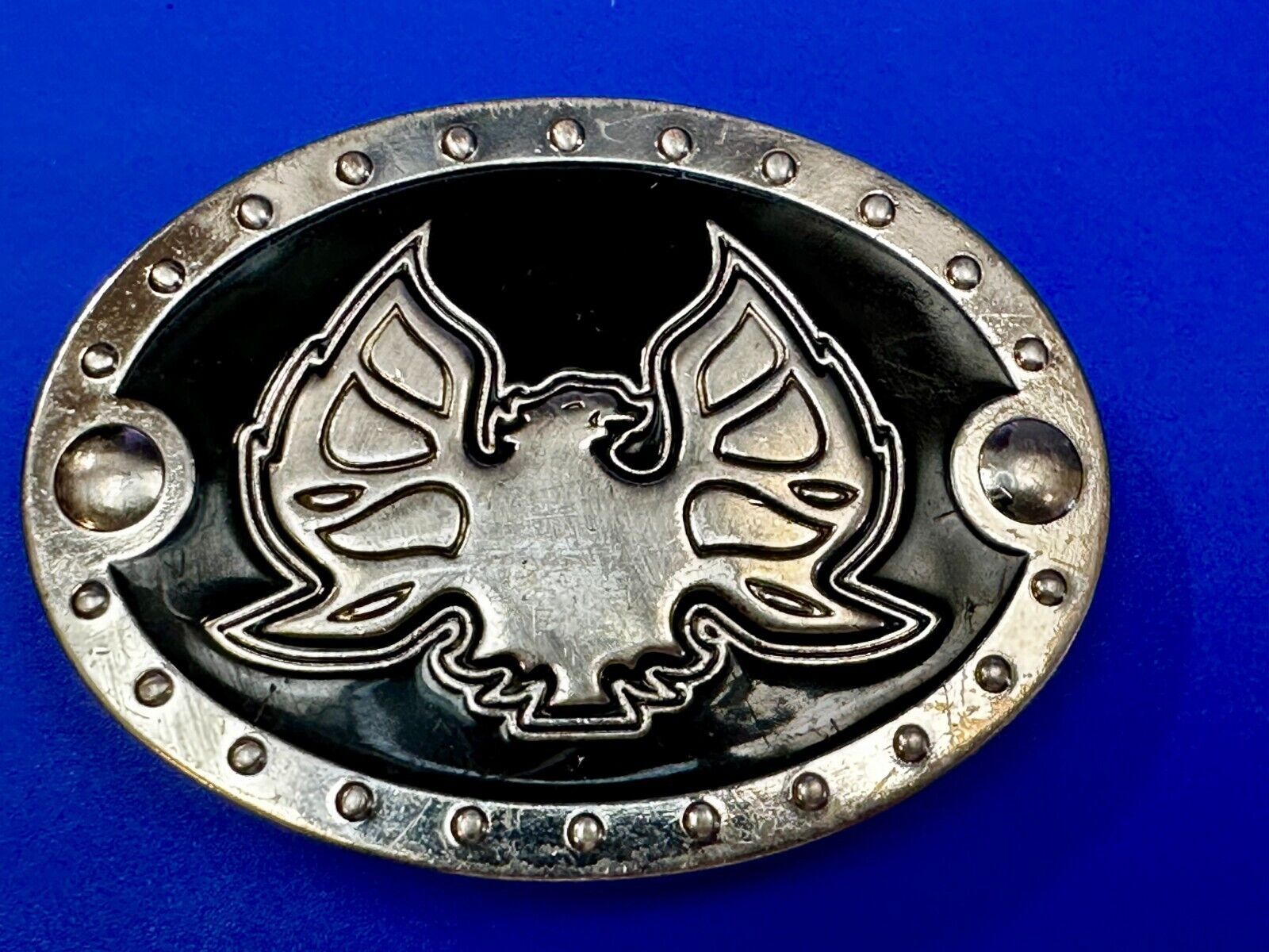 American Pride Flying Patriotic Bald Eagle Studded Oval Belt Buckle
