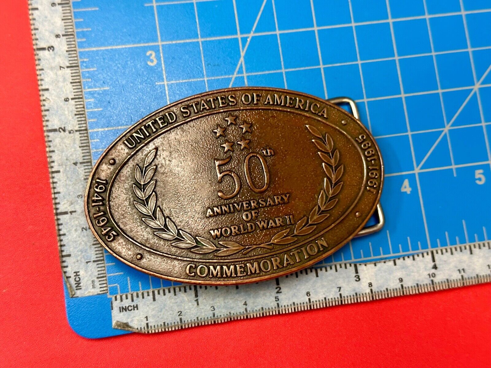 United Stated 50th Anniversary of World War 2 Commemorative belt buckle Crew INC