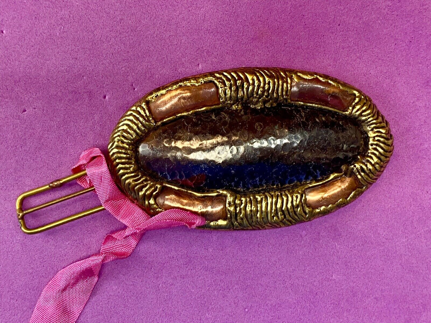 Vintage India inspired mixed metal artisan belt buckle