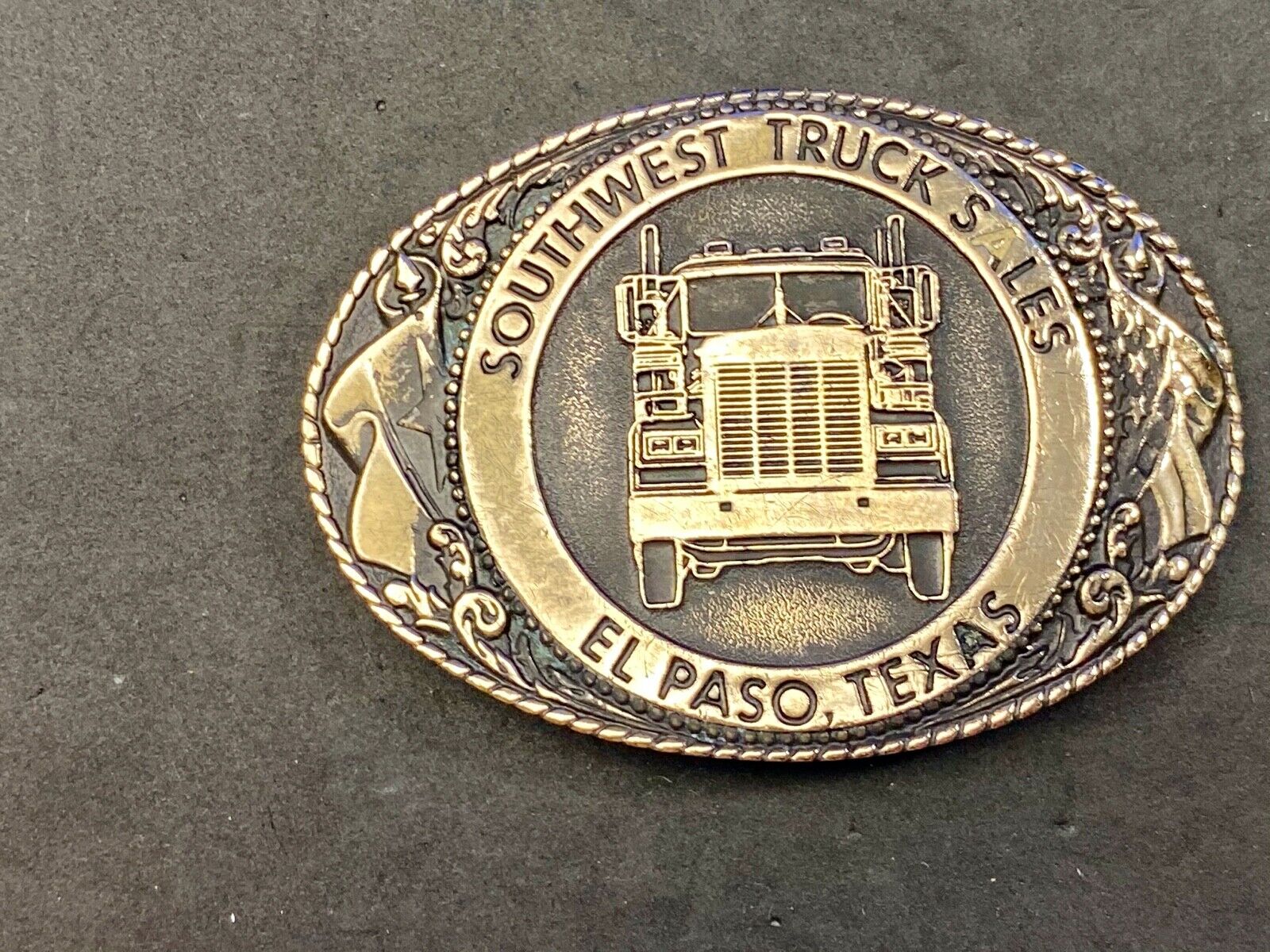 Vintage 1984 Southwest truck sales El Paso Texas company add belt buckle 