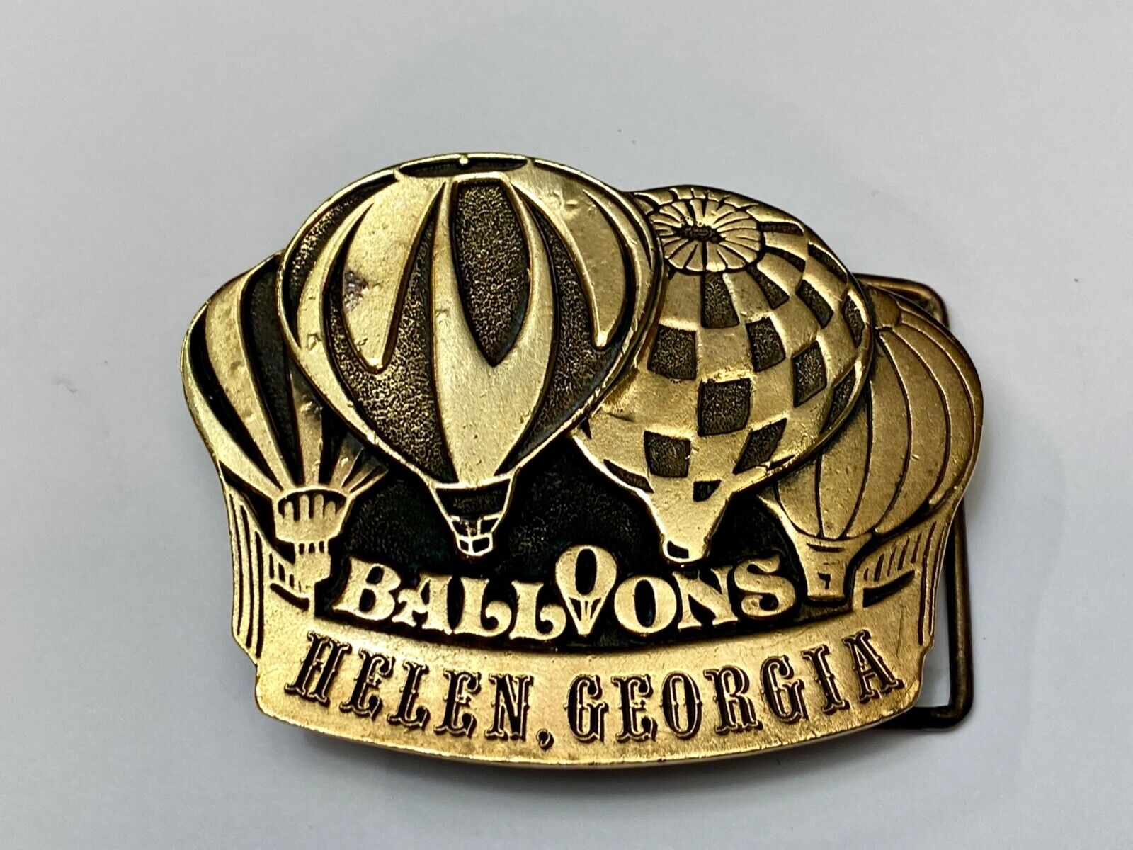 VINTAGE 70's HOT AIR Balloons Belt Buckle Helen Georgia Collectible Belt Buckle