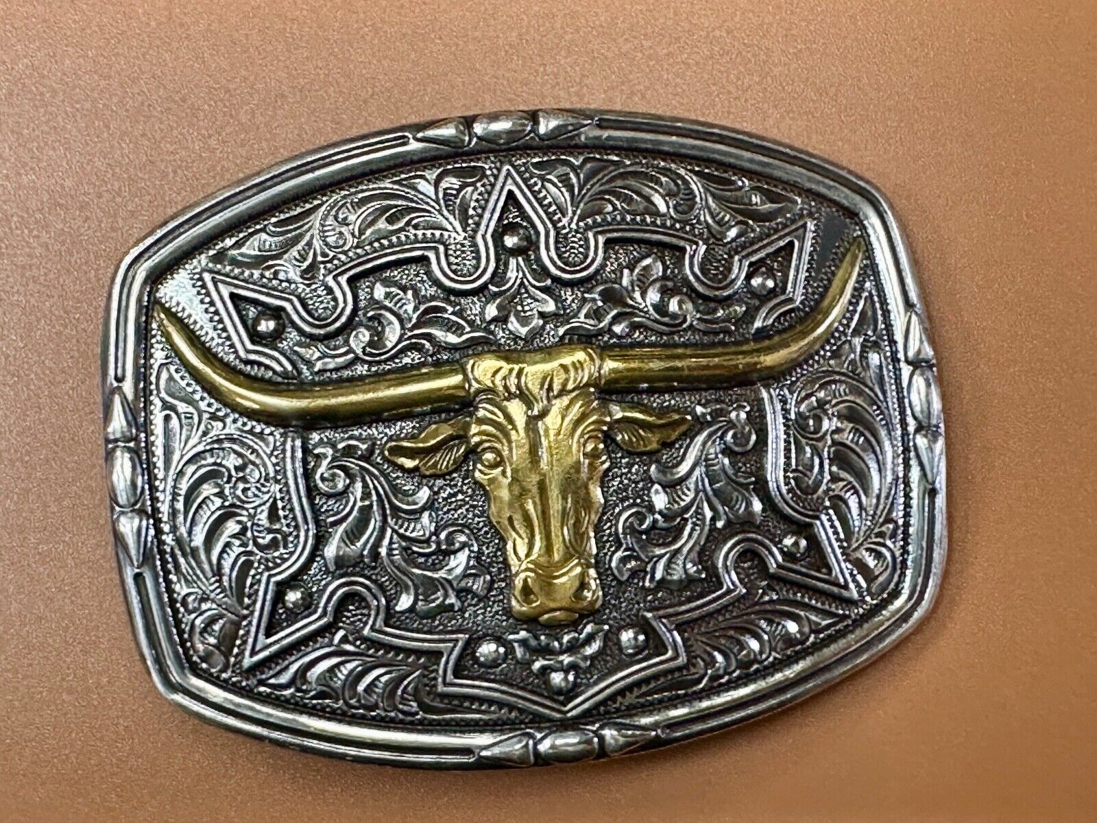 The Longhorn cow steer - cowboys cowgirls western belt buckle by Nocona