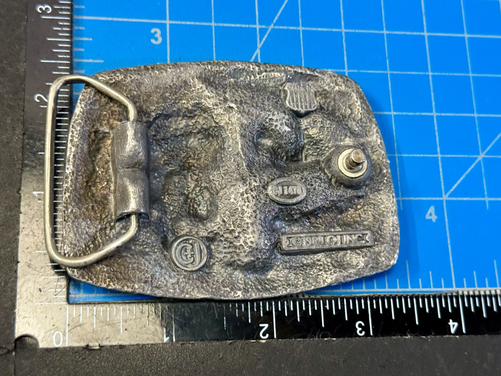 American Indian Chief Head with Headdress Silver Tone VTG 1988 C+J Belt Buckle