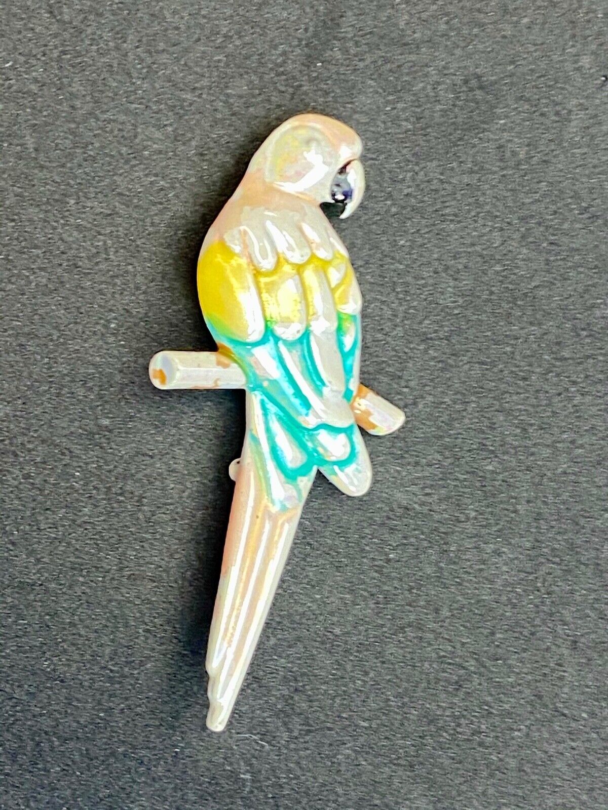 Vintage Macaw Parrot Enamel Brooch Lapel Pin Signed Park Lane    