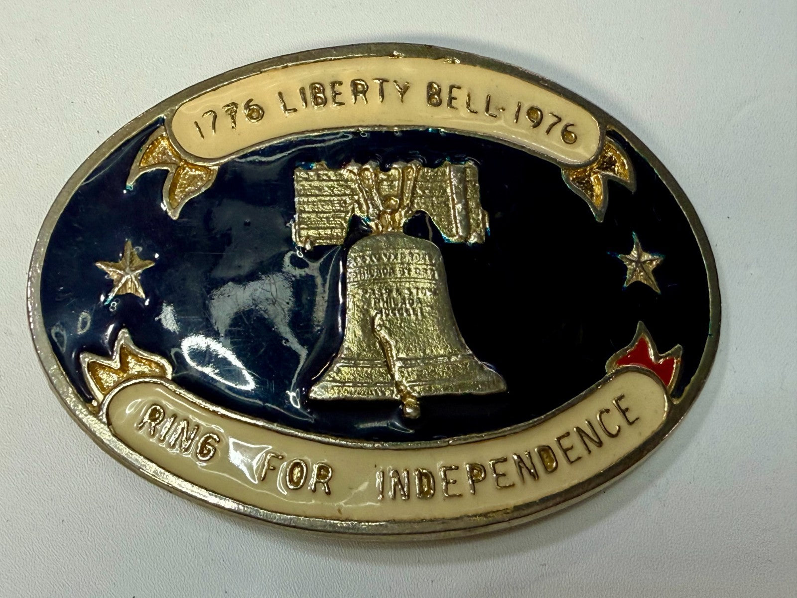 Bicentennial 1776-1976 Liberty Bell Ring Independence Commemorative Belt Buckle