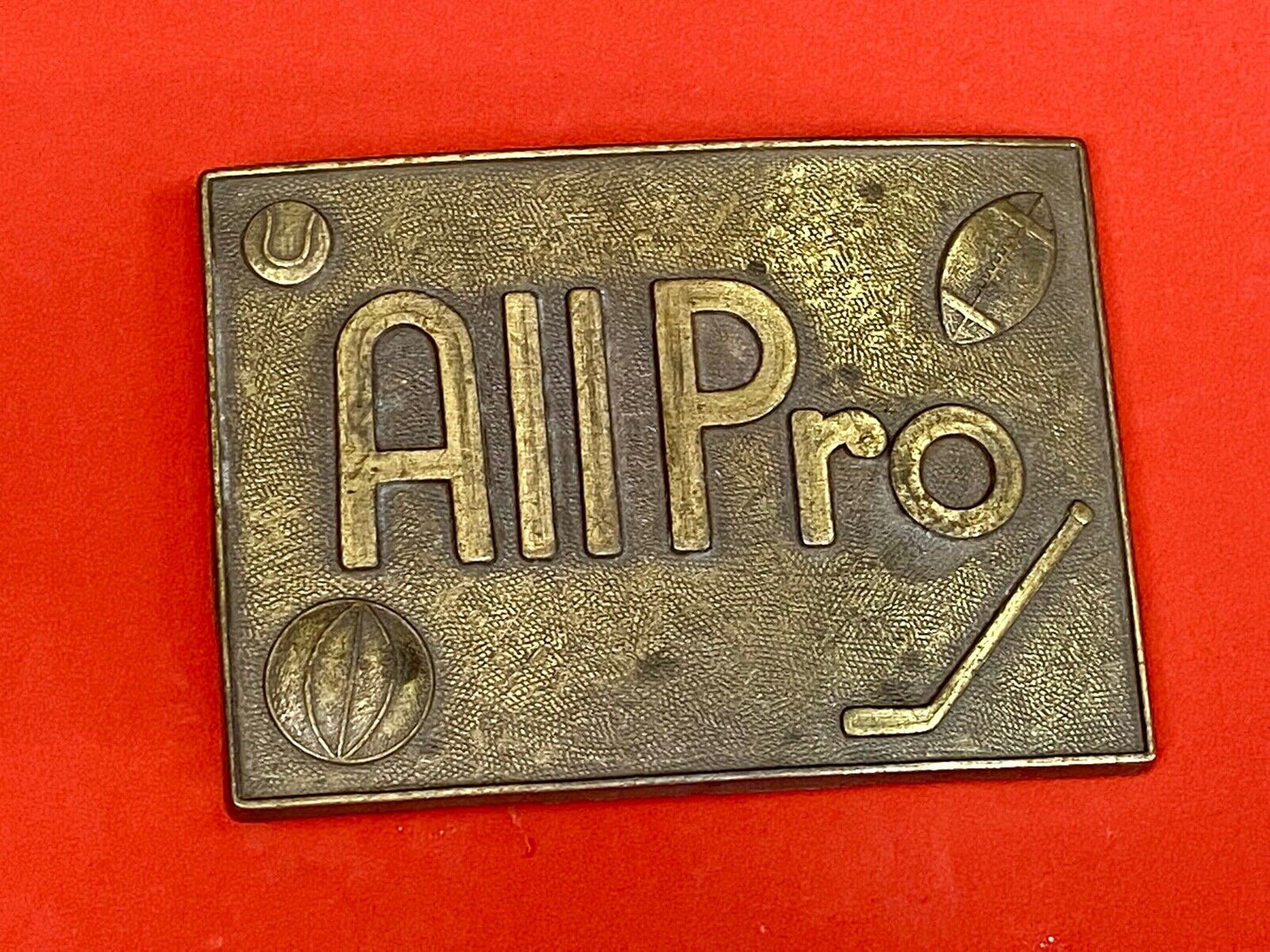 All Pro Hockey Basketball Golf Football Brass Tone Belt Buckle 