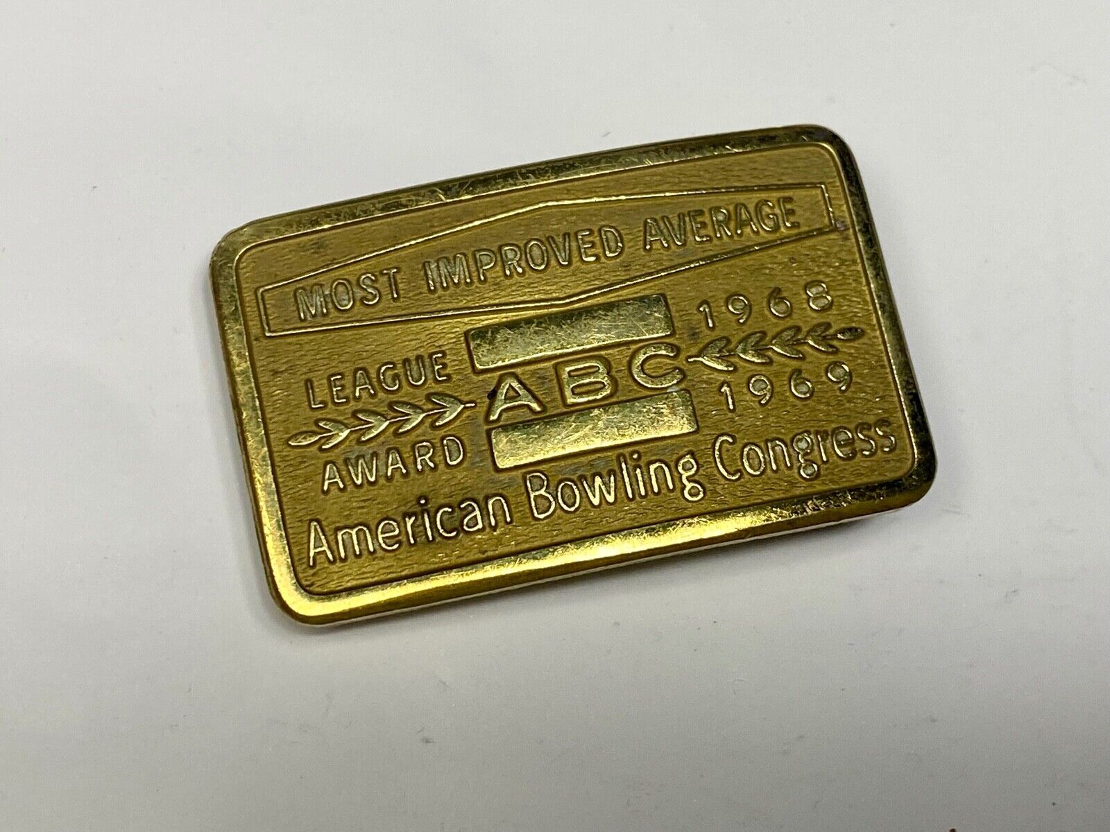 60's American bowling congress - LAEGUE ABC Award most improved 2" belt buckle 