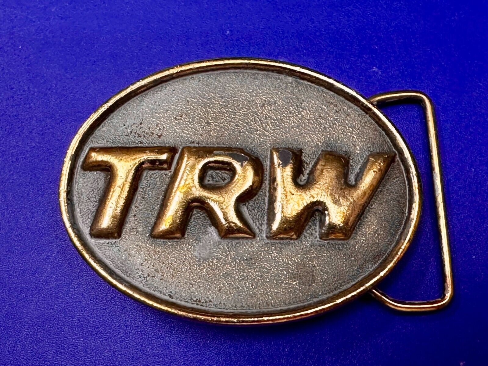 TRW Automotive Parts Advertising Vintage Belt Buckle by Indiana Metal Craft