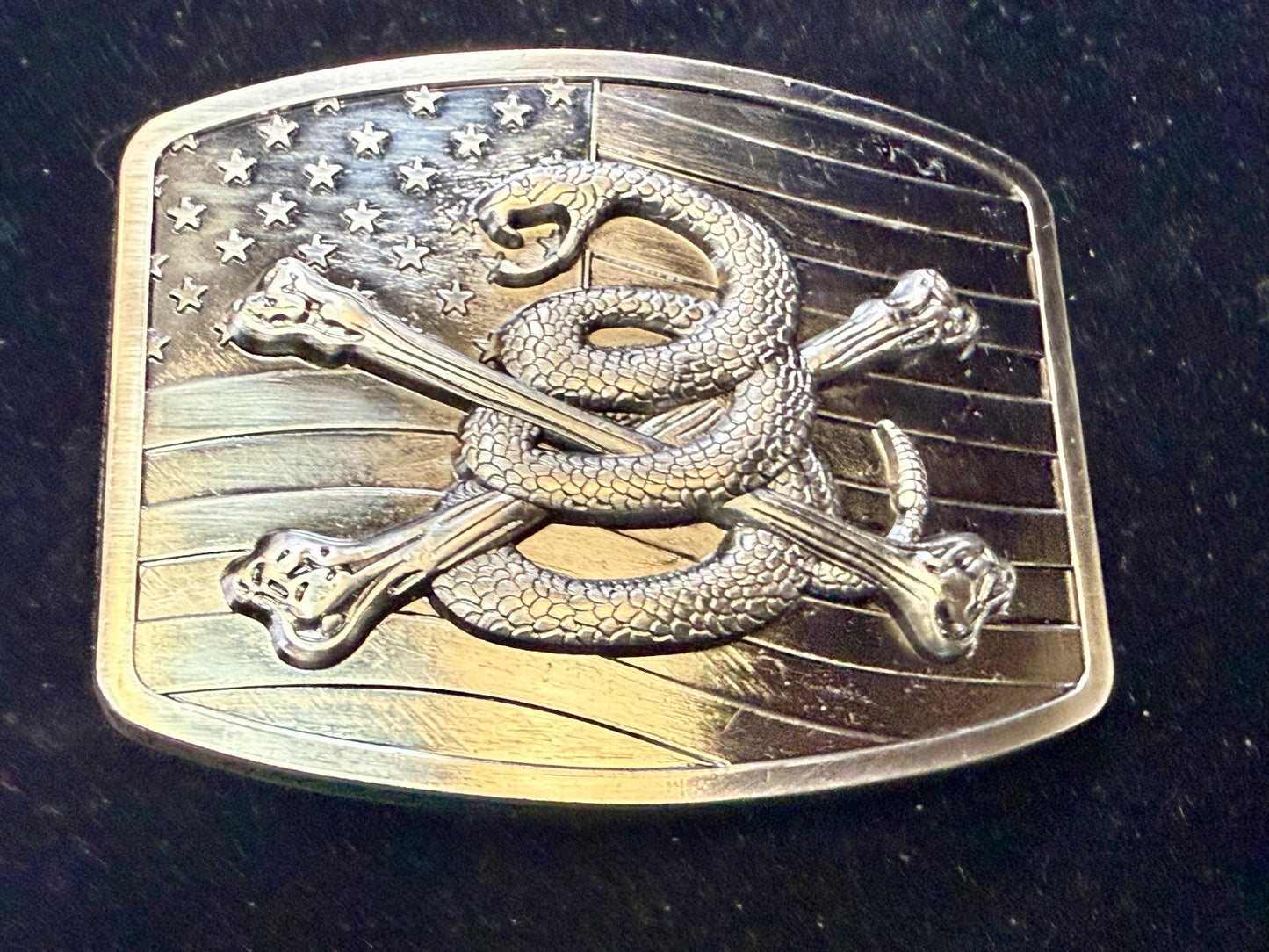 USMC Snake Crossbones Flag US Marine Corps Don't Tread on me Belt Buckle