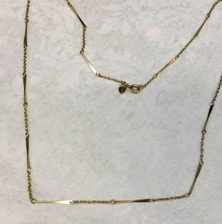 Avon Gold tone bar link - section necklace 26" long