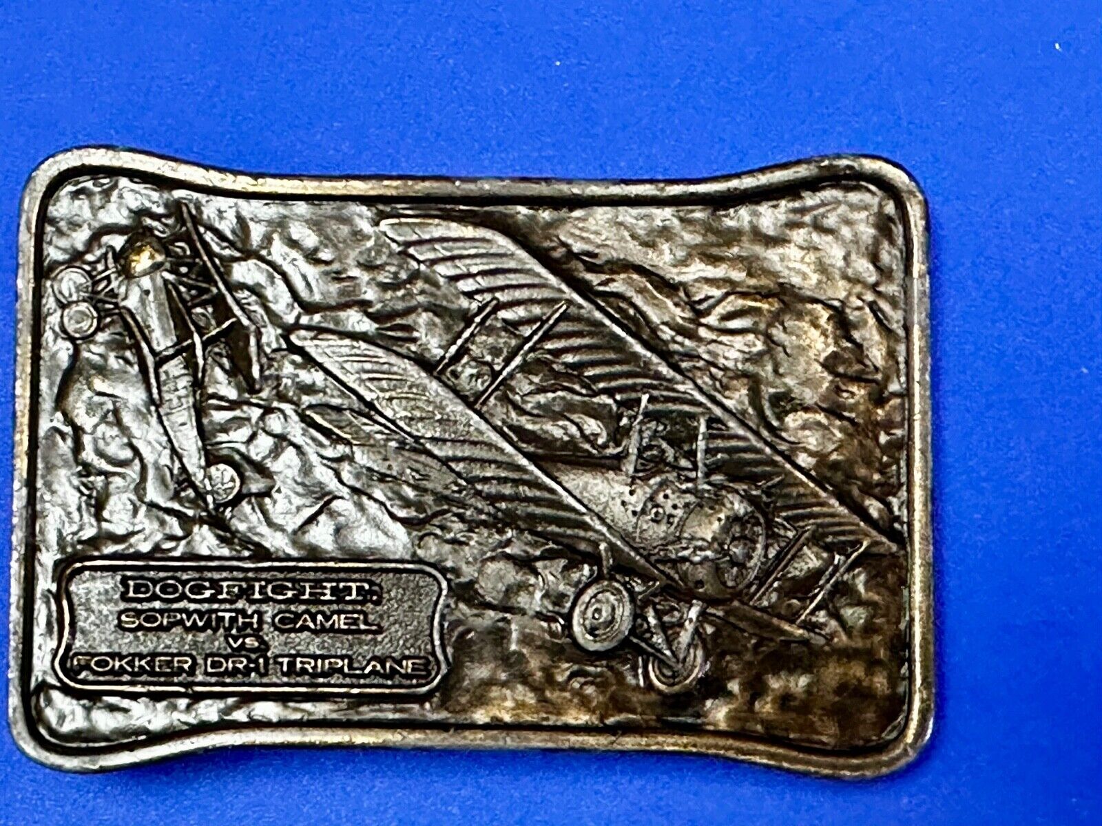 Airplane Dogfight - Sopwith Camel vs. Fokker DR-1 Triplane Vintage Belt Buckle