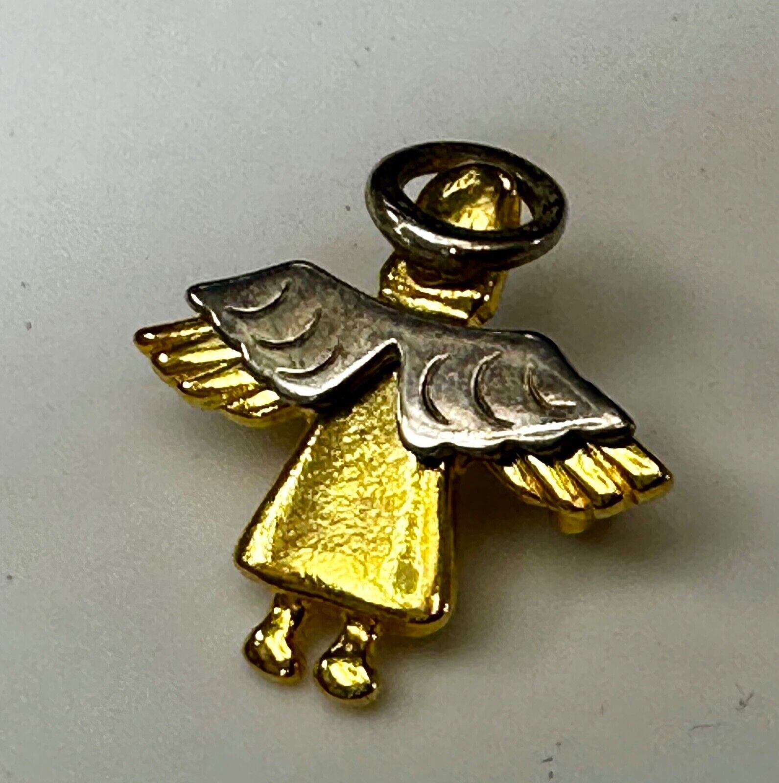 Vintage Guardian Angel Wings Silver & Gold Tone Brooch Pin IMO 95