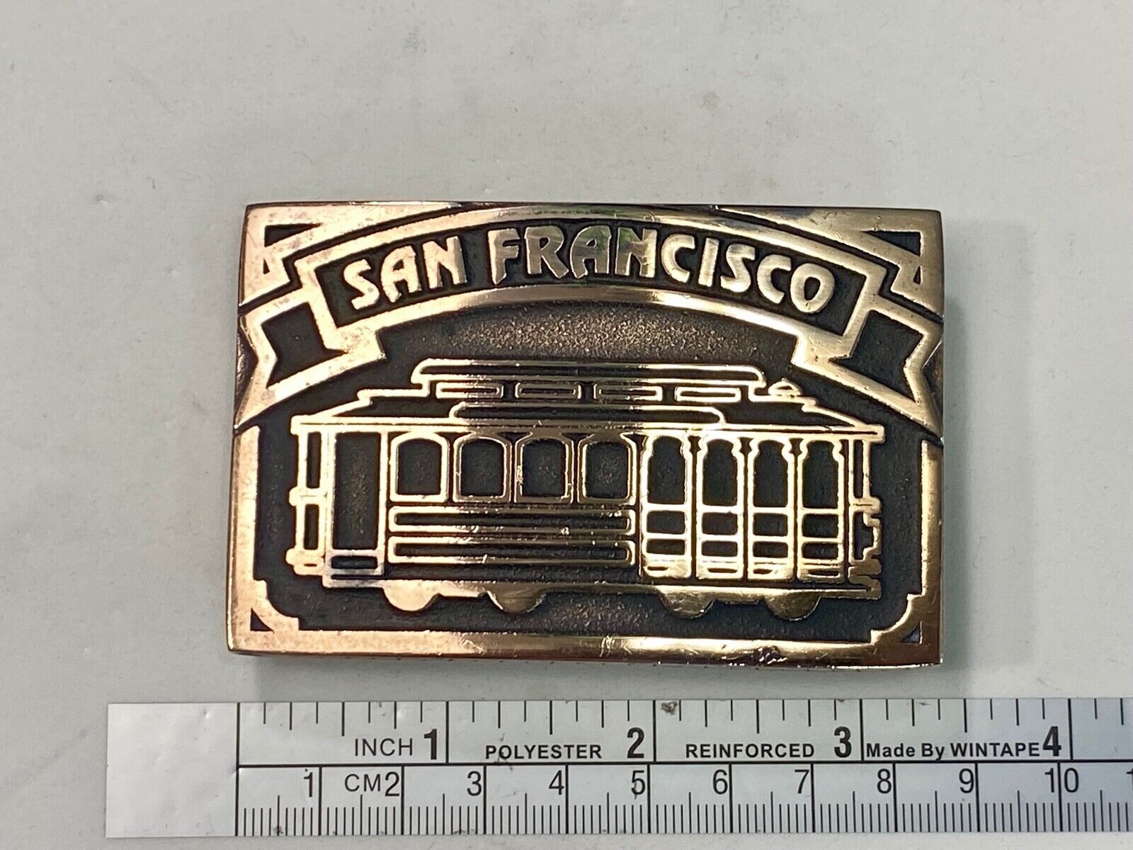 The  San Francisco  Cable Car - Vintage Brass Heavy Belt Buckle Stamped Ub