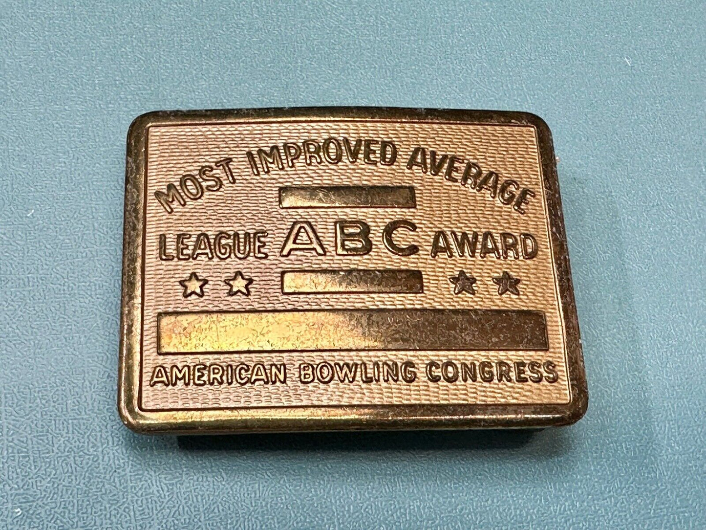 ABC Bowling League Award - NOT engraved most improved trophy belt buckle