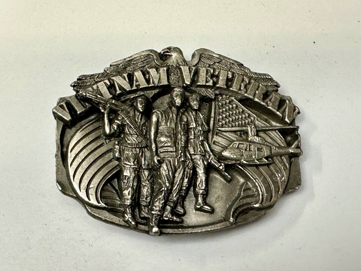 Vietnam Veterans Military Army Hero Vintage 1980's Pewter Siskiyou Belt Buckle