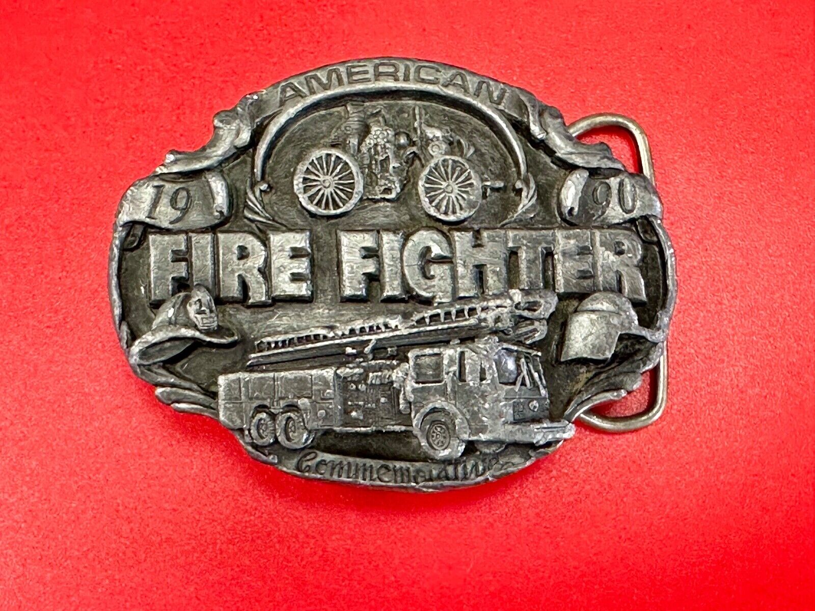 American Fire Fighter Commemorative Hook & Latter Arroyo Grande belt buckle