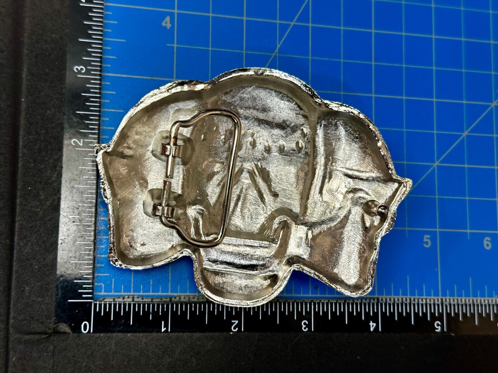 Three Skull's Heads Rhinestone Accented W/ Blue Shades Silver Tone Belt Buckle