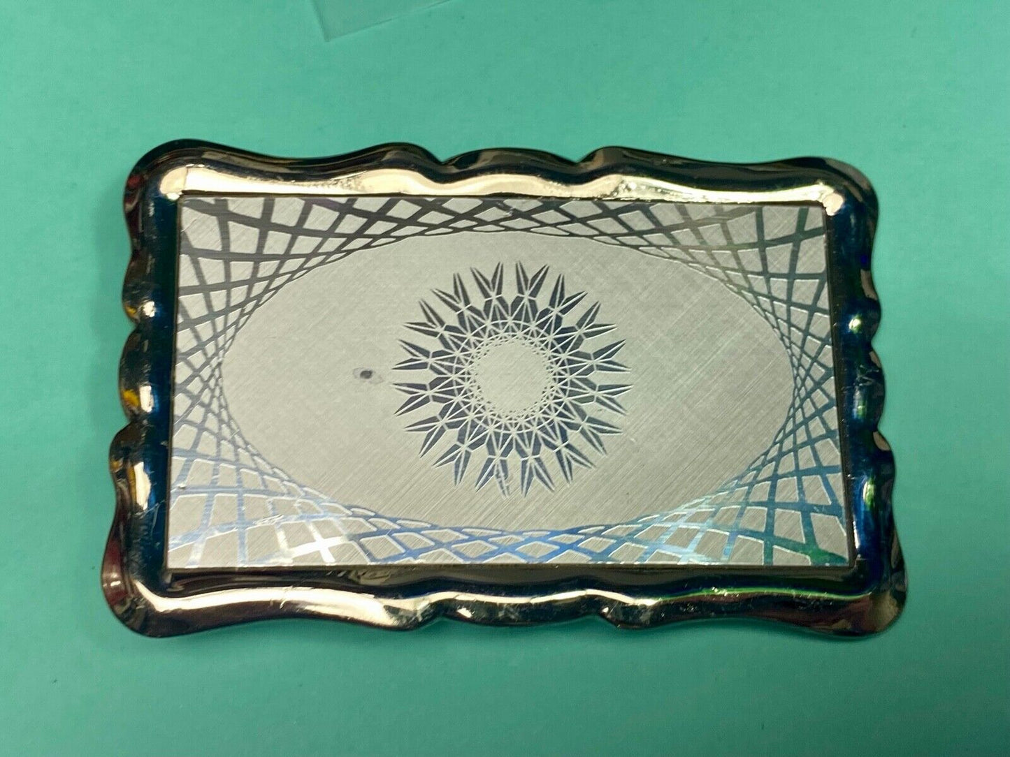 Vintage Etched Star Western Burst Pattern Fine Line Snowflake Belt Buckle 