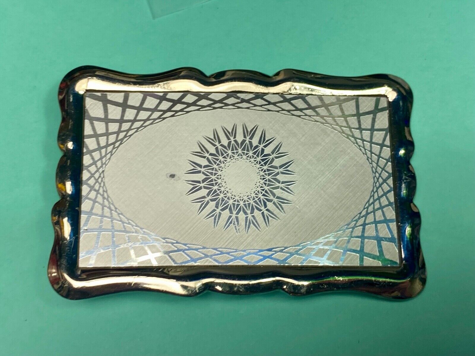Vintage Etched Star Western Burst Pattern Fine Line Snowflake Belt Buckle 