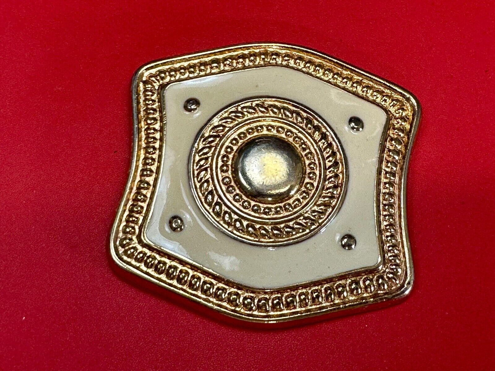 80's retro gold & cream color scarf slide