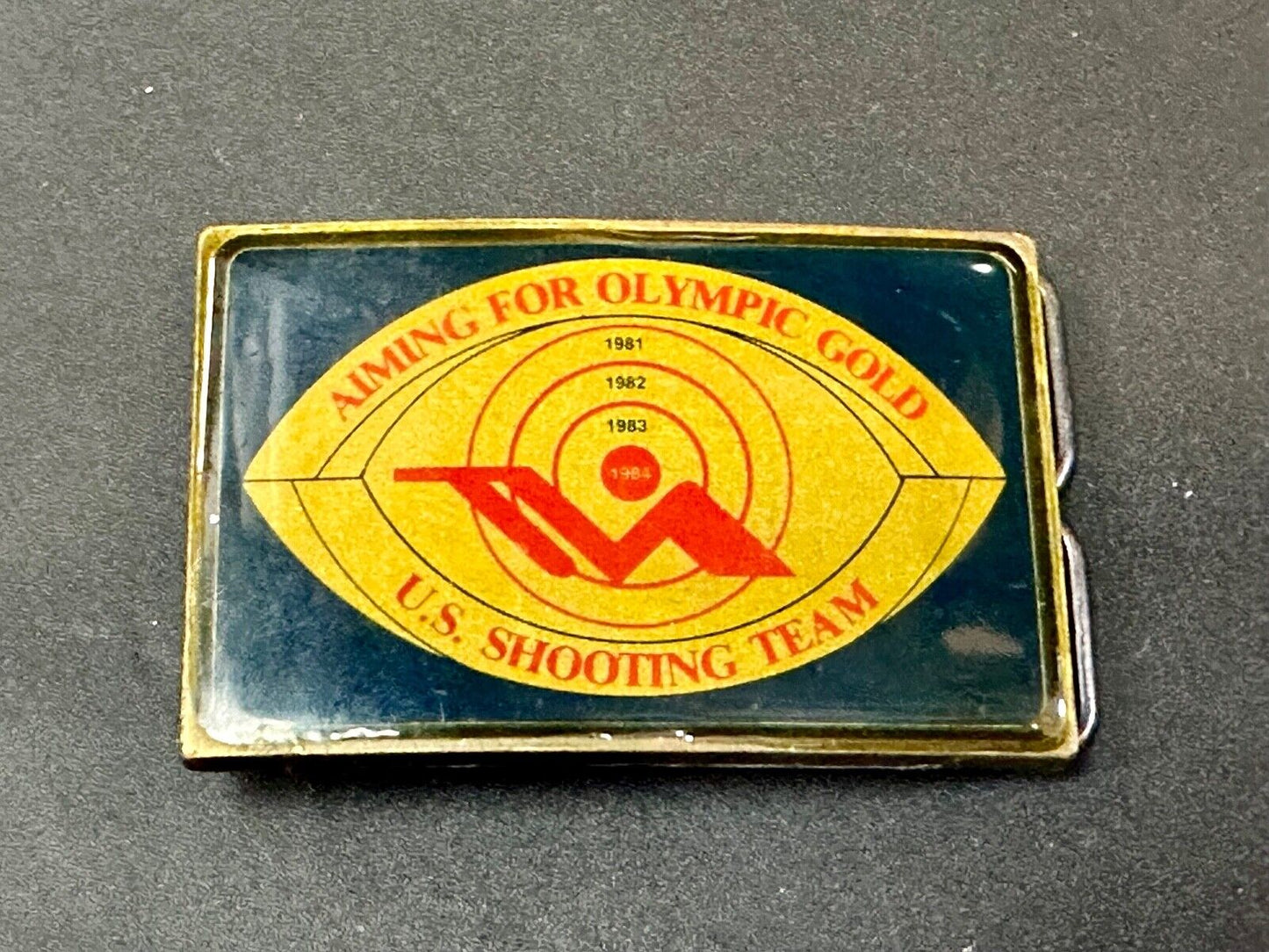 Aiming for Olympic Gold US shooting team 1984 belt buckle