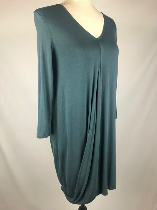 Anthropologie MEADOW RUE Blue Teal Long Sleeved Twist Bottom Jersey Dress S