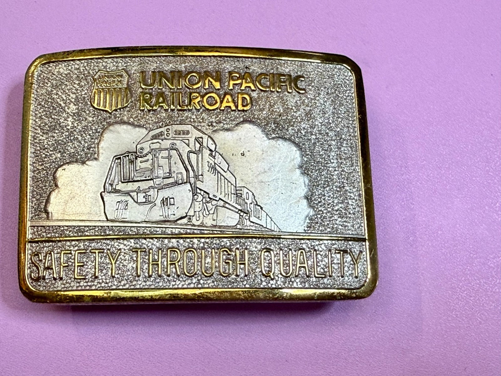 Union Pacific Railroad Safety Through Quality Award Belt Buckle by Stotts 