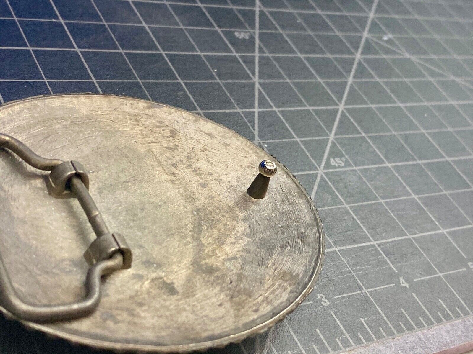 Unique Real or faux white oval stone in western centerpiece belt buckle