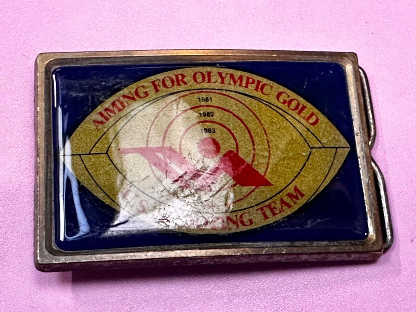 Aiming for Olympic Gold Vintage US Shooting Team Los Angeles 1984 Belt Buckle