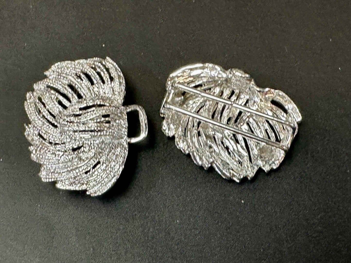 Two piece interlocking sea leaf brushed pattern see through pattern belt buckle