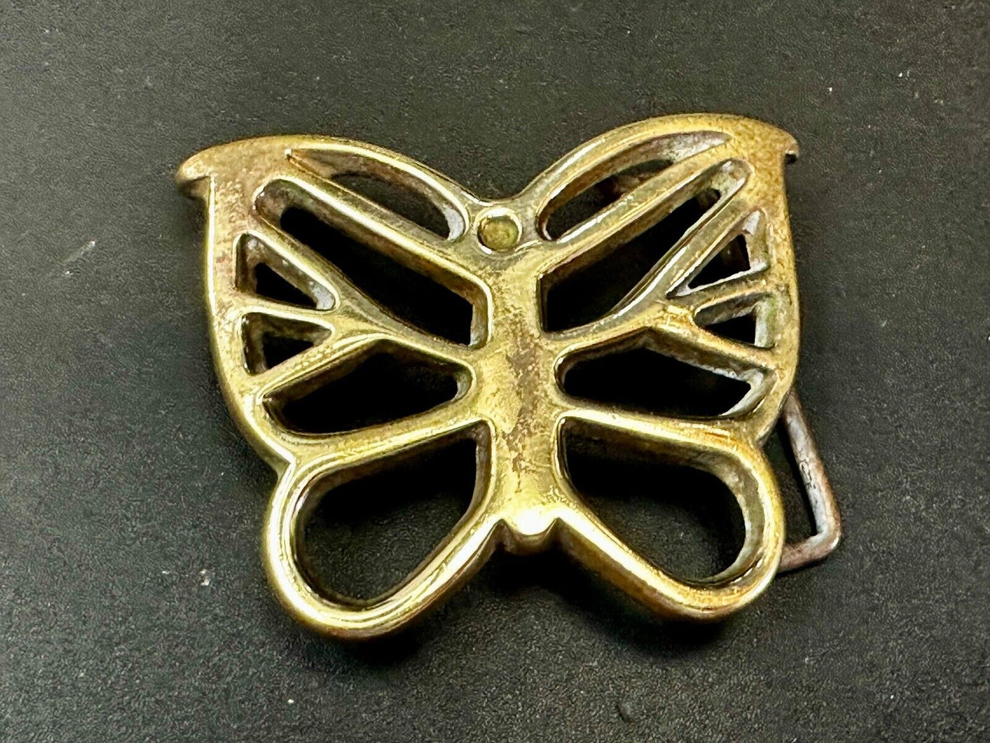 70s Butterfly Bug Insect Girl Kid Hippie Boho Animal Art Brass Vtg. Belt Buckle