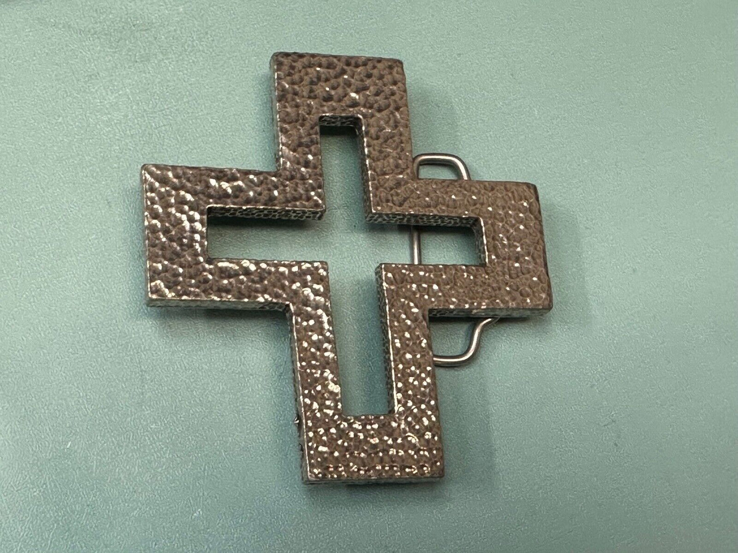 A.P.W. 2007 cross cutout silver tone belt buckle
