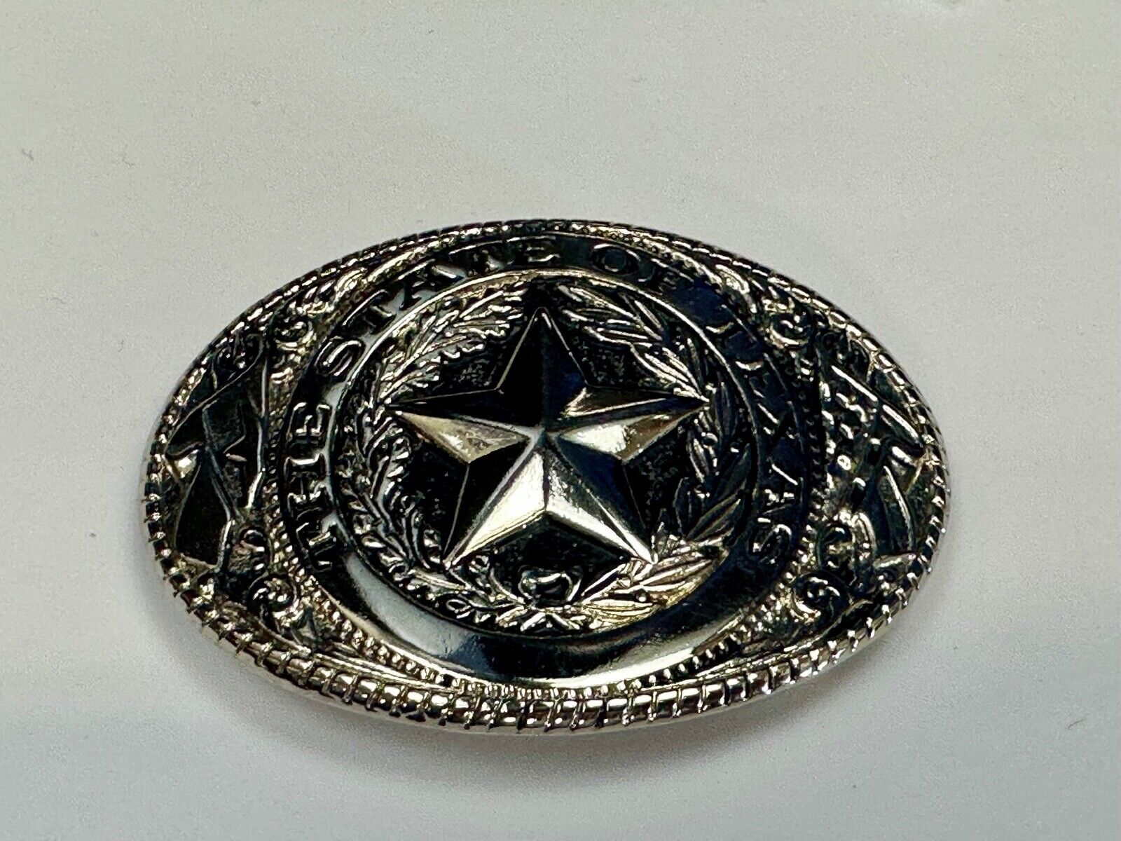 The Great State of Texas - Lone Star Flags seal light gold color belt buckle