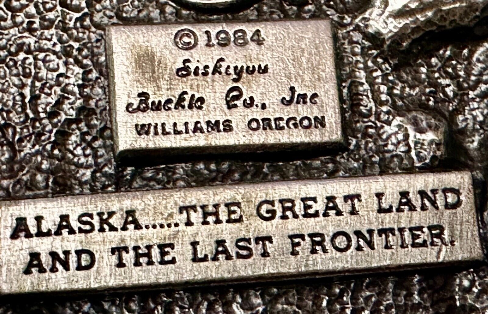 Alaska The Great Land Last Frontier State Map Vintage 1984 Siskiyou Belt Buckle