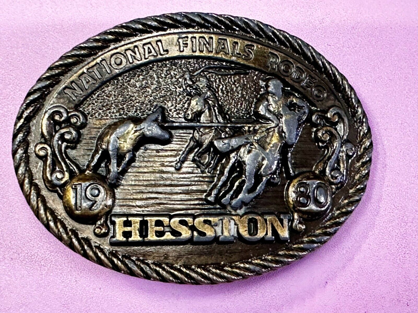 1980 Hesston NFR National Finals Rodeo Cowboys Western Belt Buckle