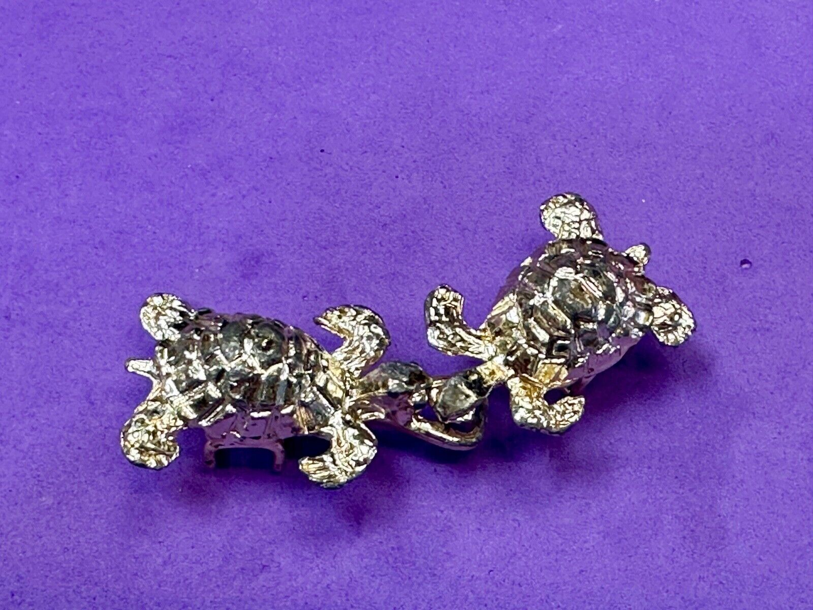 Two piece Turtles - gold tone interconnecting vintage Ocean Sea belt buckle